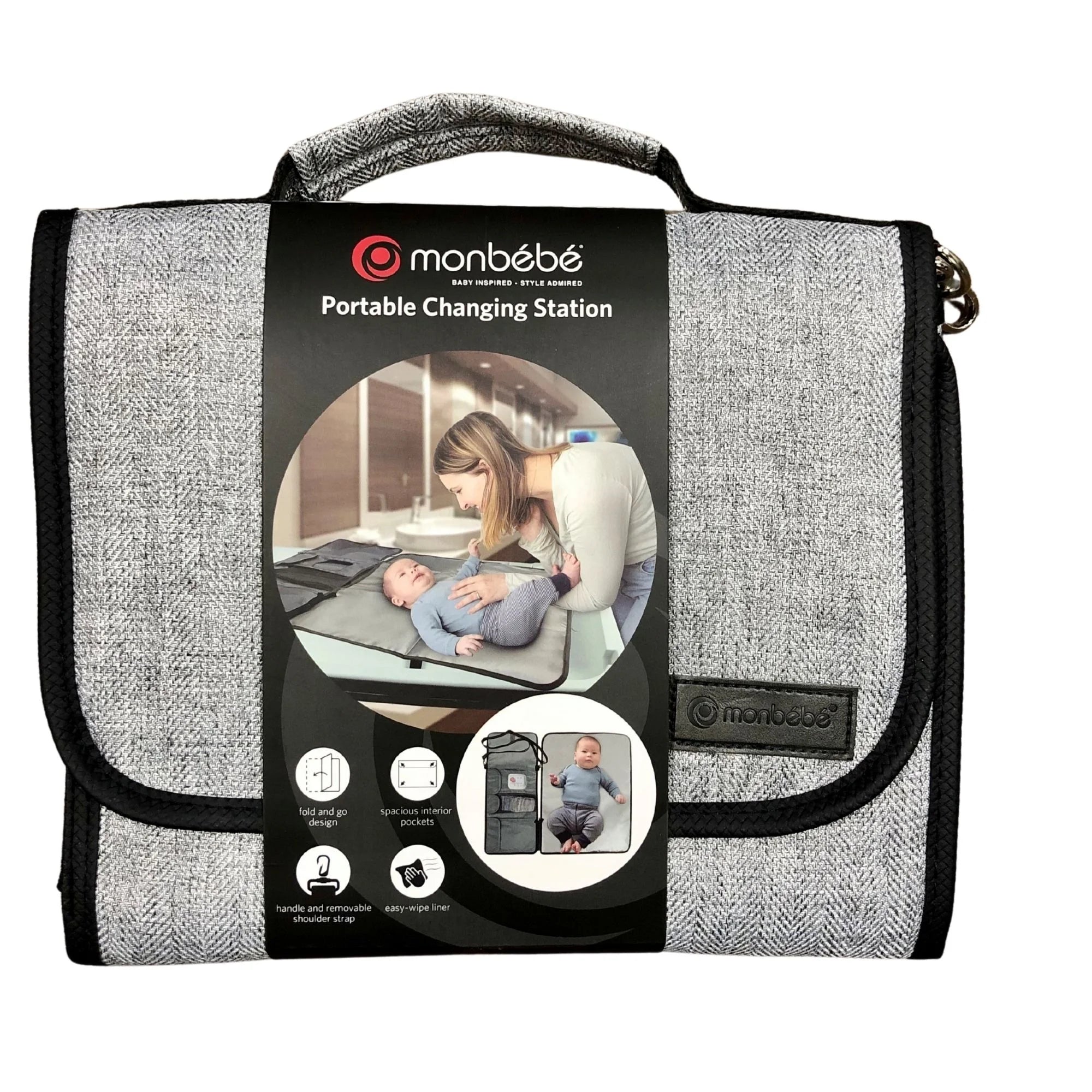 Portable Diaper Changing Station with Strap, Gray, Toddler
