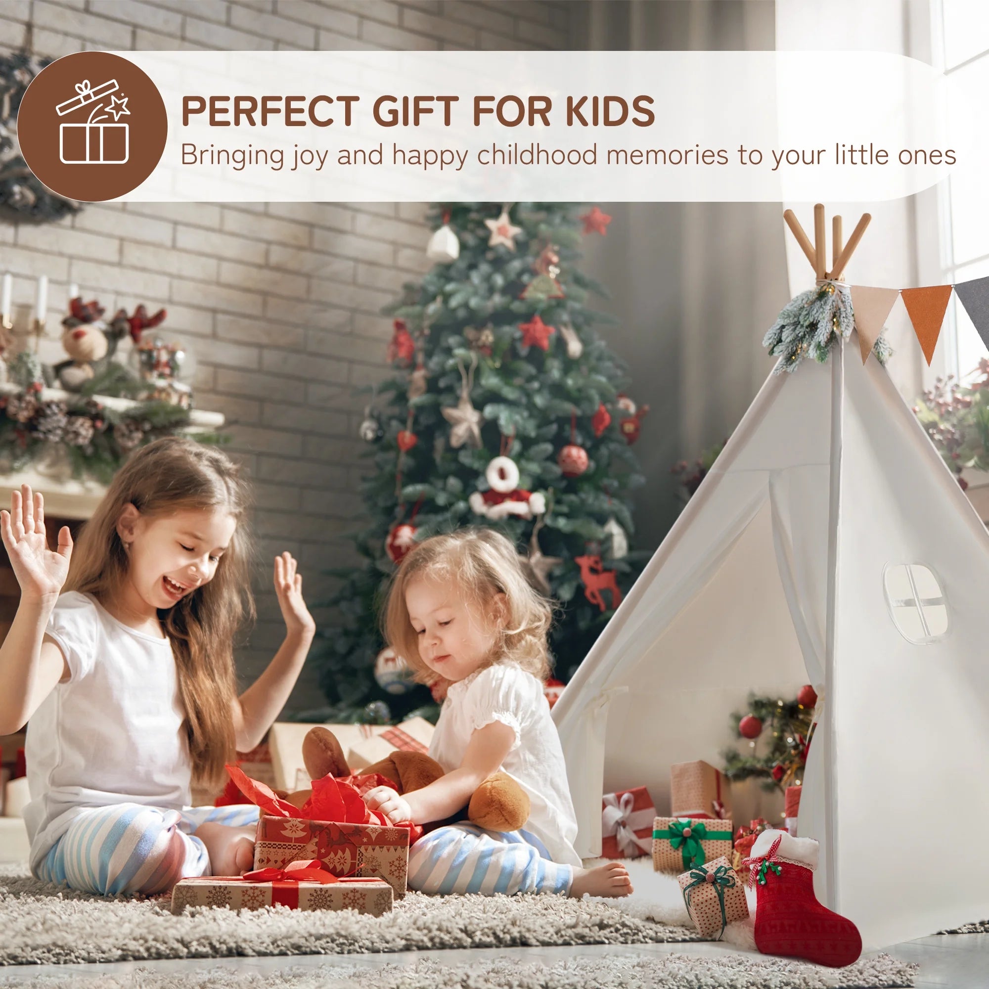 Kids Teepee Tent for Girls and Boys with Light,Toddler Playhouse Tent Indoor Play Tent