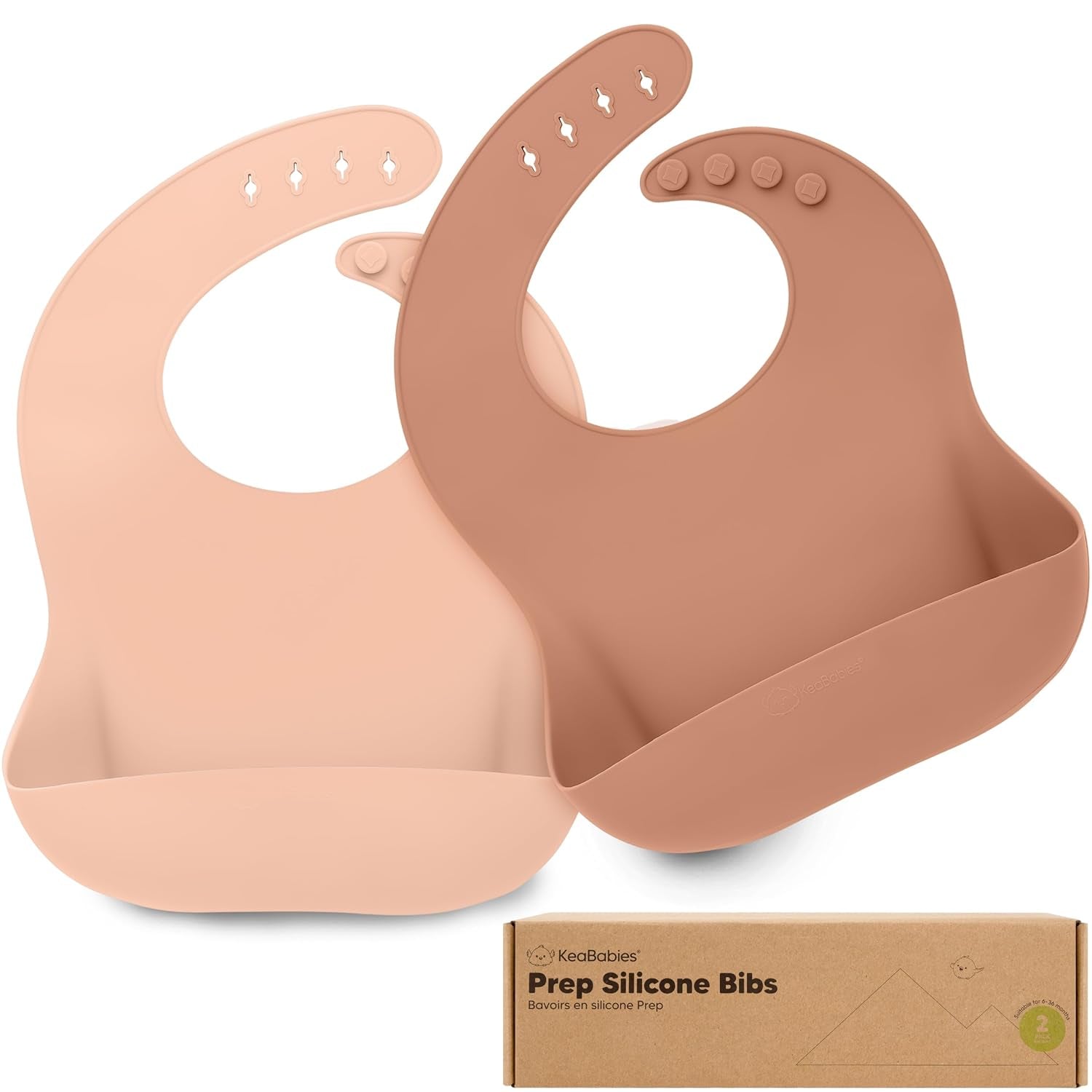 2-Pack Silicone Baby Bibs for Eating - Sturdy Food-Grade Silicone Bibs for Babies Girl, Boy, Large Food Catcher, Clean & Put on Easily, Waterproof Toddler Feeding Essentials (Alps)