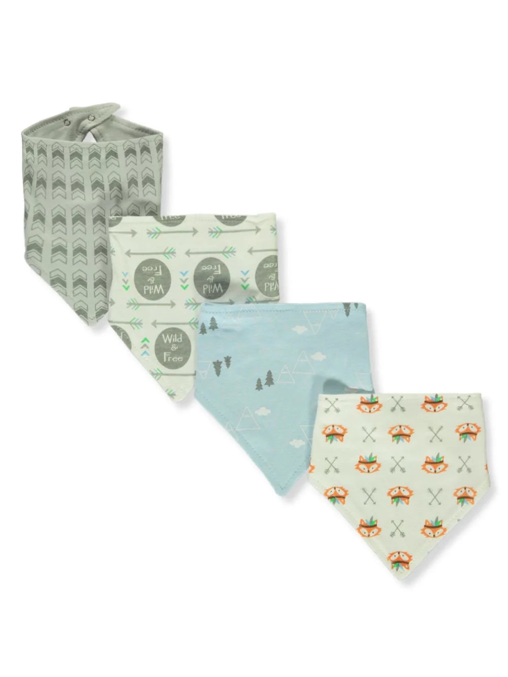 Baby Boy Cotton Bandana Bibs 4Pk, Wild Free, One Size