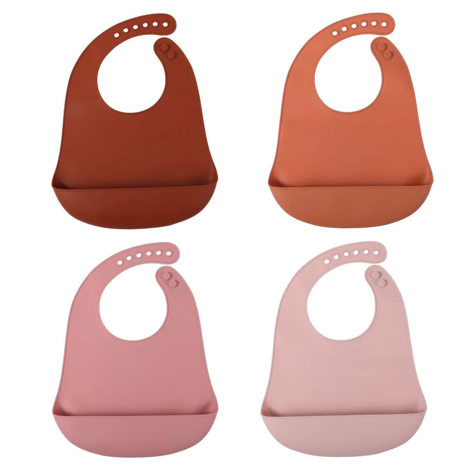 4Pcs Silicone Baby Bibs, Soft Waterproof Feeding Bibs with Food Catcher Pocket, BPA Free Adjustable Bibs for Baby Boy and Girl(Blue)