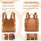 Diaper Bag Backpack Baby Diaper Bag, Large Leather Diaper Bag Backpack with Changing Pad, Stroller Straps, and 2 Insulated Pockets(Convertible, Brown)