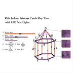 Princess Castle Play Tents with LED Star Lights,Large Size 55" X 53" Pink Hexagon Playhouses Kids Toys for Children Toddlers Indoor Outdoor Games