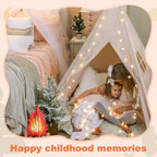 Teepee Tent for Kids Indoor Tents with Window, Foldable Play Tent Canvas Childrens Tents for Girls & Boys