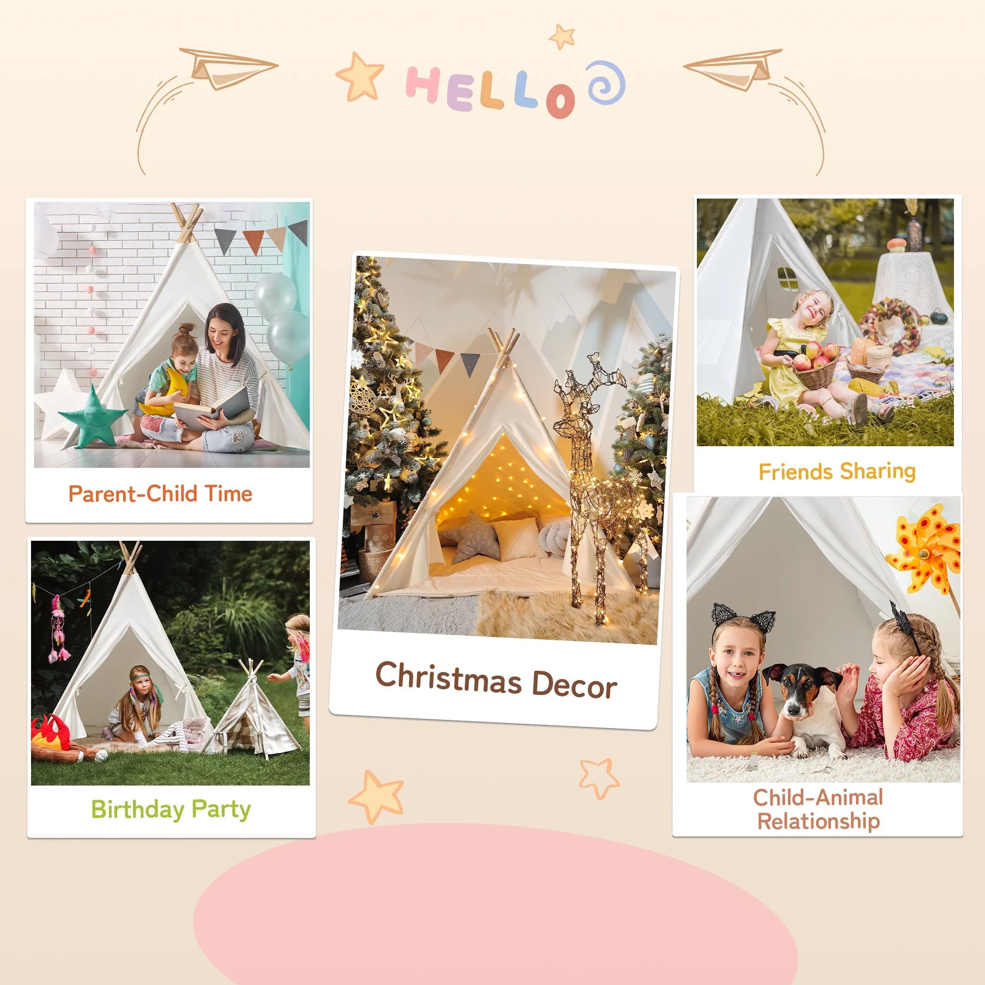 Kids Teepee Tent for Girls and Boys with Light,Toddler Playhouse Tent Indoor Play Tent