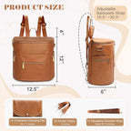 Diaper Bag Backpack Baby Diaper Bag, Large Leather Diaper Bag Backpack with Changing Pad, Stroller Straps, and 2 Insulated Pockets(Convertible, Brown)