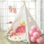 Teepee Tent for Kids, Natural Canvas Teepee Play Tent, Play House for Girls/Boys Indoor & Outdoor Playing (White)