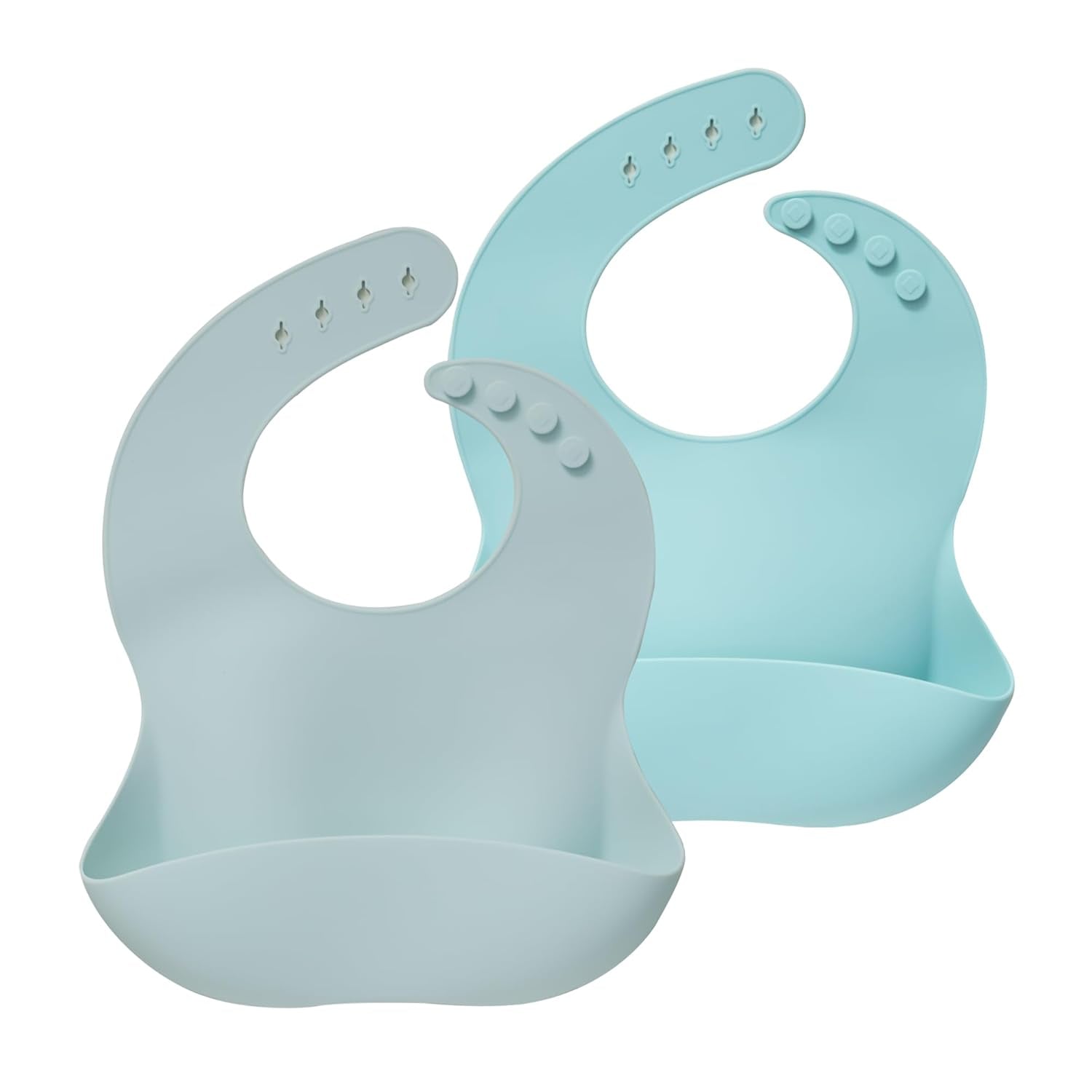 Silicone Baby Bibs Set of 2 | BPA Free Waterproof | Soft Flexible Adjustable Silicone Bibs for Babies & Toddlers(Ether/Sage)