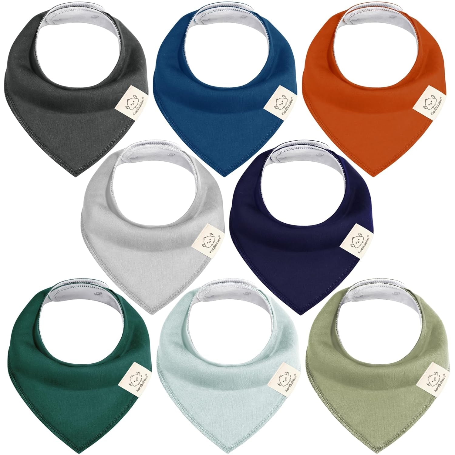 8-Pack Organic Baby Bandana Bibs for Boys, Girls - Super Absorbent Triangle Baby Bibs for Drooling and Teething Infant, 100% Cotton Extra Soft for Newborn, Infant 0-36 Months(Grayscape)