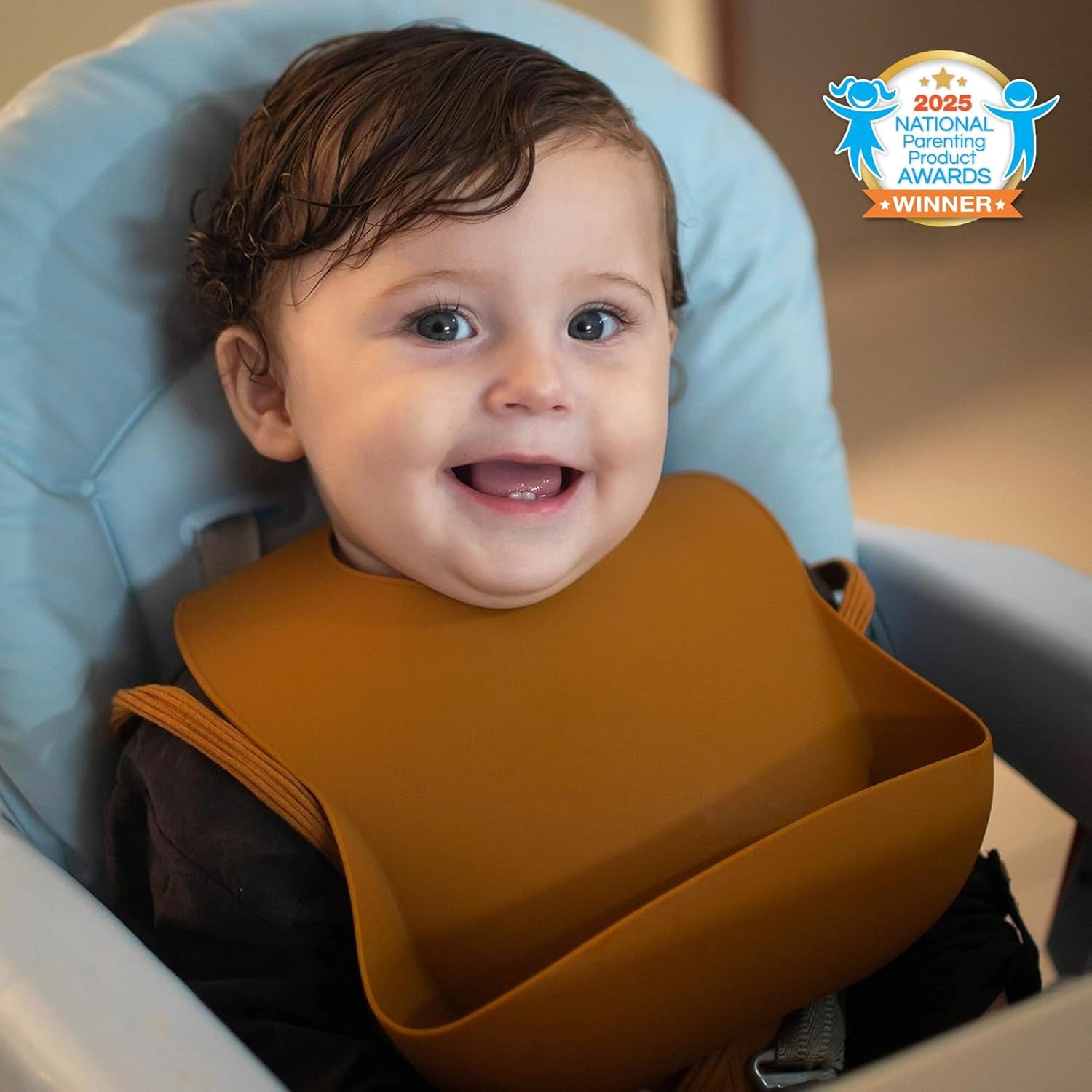 Silicone Baby Bibs Set of 2 | BPA Free Waterproof | Soft Flexible Adjustable Silicone Bibs for Babies & Toddlers(Ether/Muted)