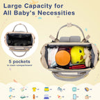 Diaper Bag Backpack, Multifunctional Baby Changing Bag with Insulated Milk Bottle Pocket & Stroller Strap, Large Capacity Travel Backpack with USB Charging Port, Baby Bags for Boys Girls(Gray)