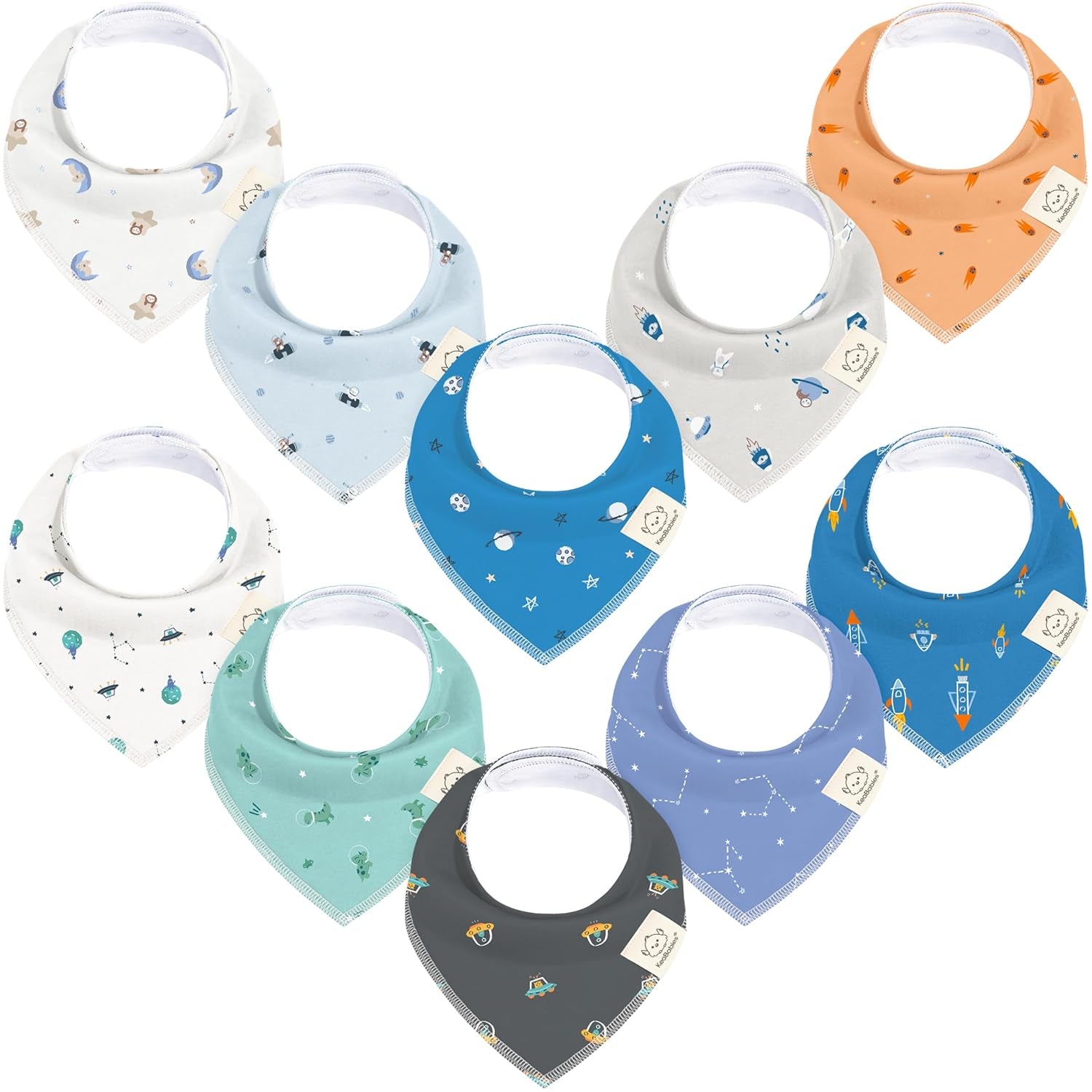 8-Pack Organic Baby Bandana Bibs for Boys, Girls - Super Absorbent Triangle Baby Bibs for Drooling and Teething Infant, 100% Cotton Extra Soft for Newborn, Infant 0-36 Months(Grayscape)