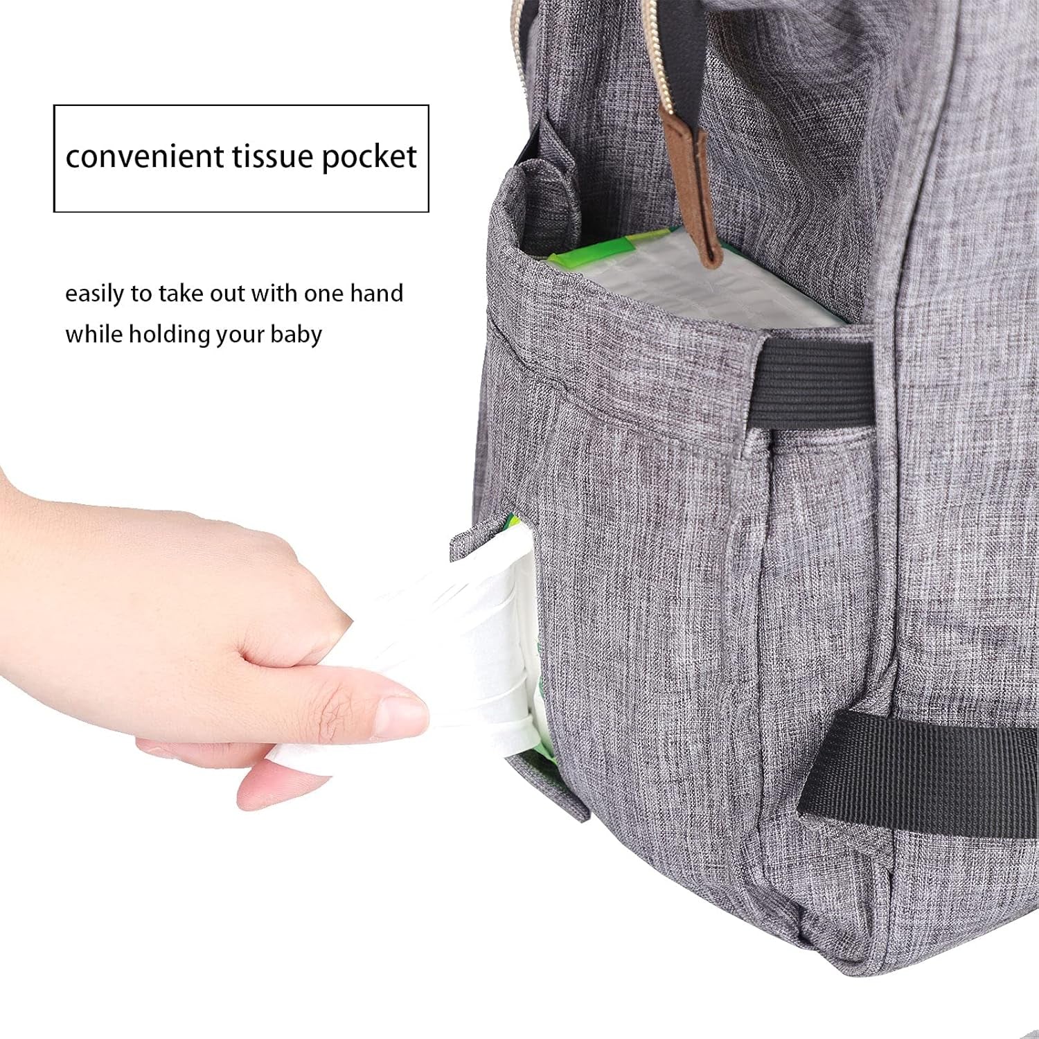 Diaper Bag Backpack Multifunctional Travel Back Pack Maternity Baby Changing Bags Waterproof Large Capacity for Baby Care Gray