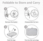 3 in 1 Baby Bassinet, Folding Bedside Sleeper Crib with Mattress Pad, Height Angle Adjustable, Portable Rocking Cradle with Wheels Storage Basket Travel Bag for Infant Newborn (Gray)