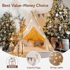 Kids Teepee Tent for Girls and Boys with Light,Toddler Playhouse Tent Indoor Play Tent