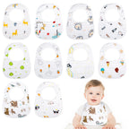 Baby Boy Muslin Cotton Cloth Drool Baby Bibs with Adjustable Snap, 10 Pieces