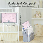 Portable Changing Pad for Baby - Waterproof Diaper Changing Pad - Compact Baby Changing Pad- Travel Diaper Changing Mat - Foldable Lightweight Changing Mat for Newborn (Pink Leaf)