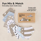 8-Pack Organic Baby Bandana Bibs for Boys, Girls - Super Absorbent Triangle Baby Bibs for Drooling and Teething Infant, 100% Cotton Extra Soft for Newborn, Infant 0-36 Months(Grayscape)
