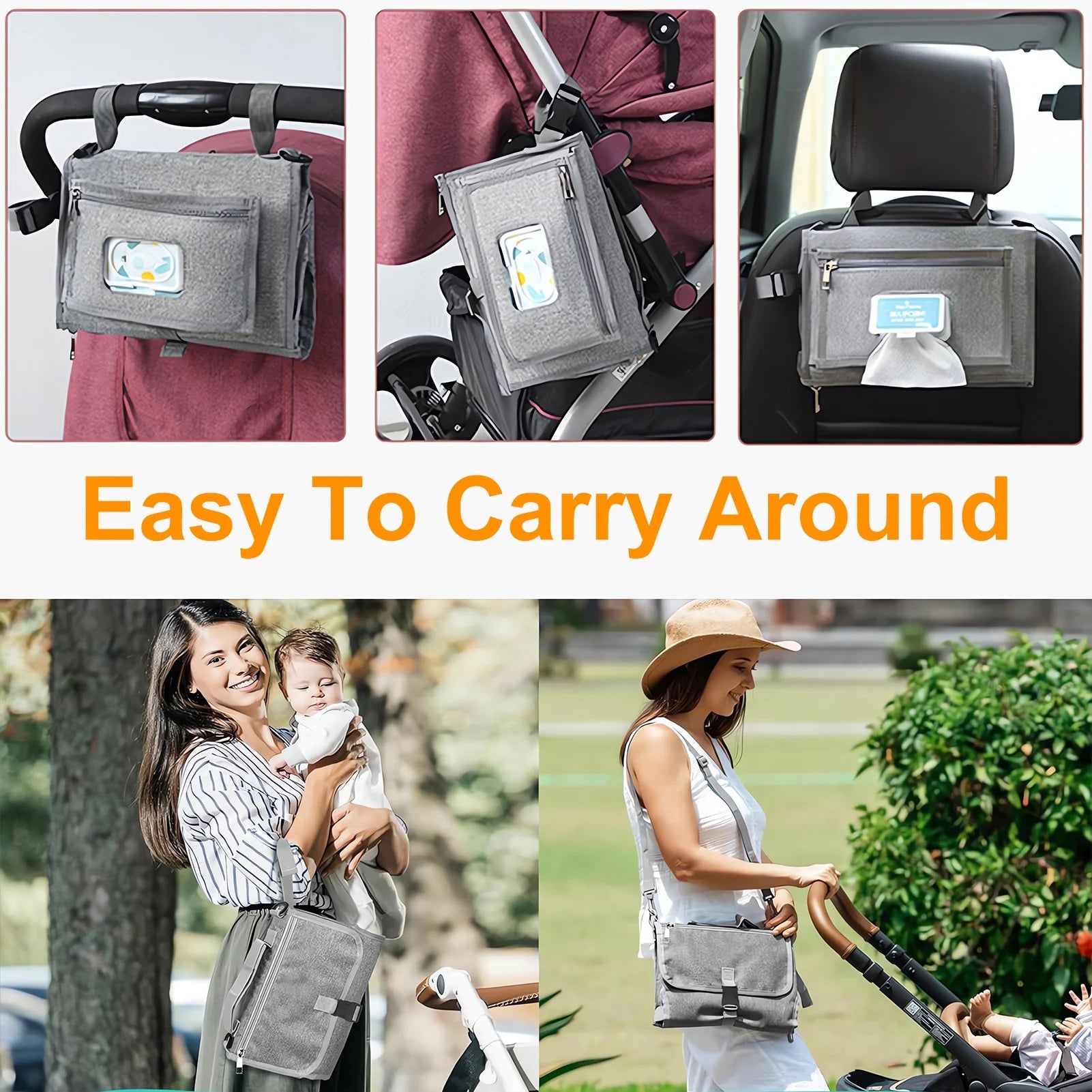 Changing Pad, Travel Portable Changing Mat with Shoulder Strap, Shower Gifts for Baby