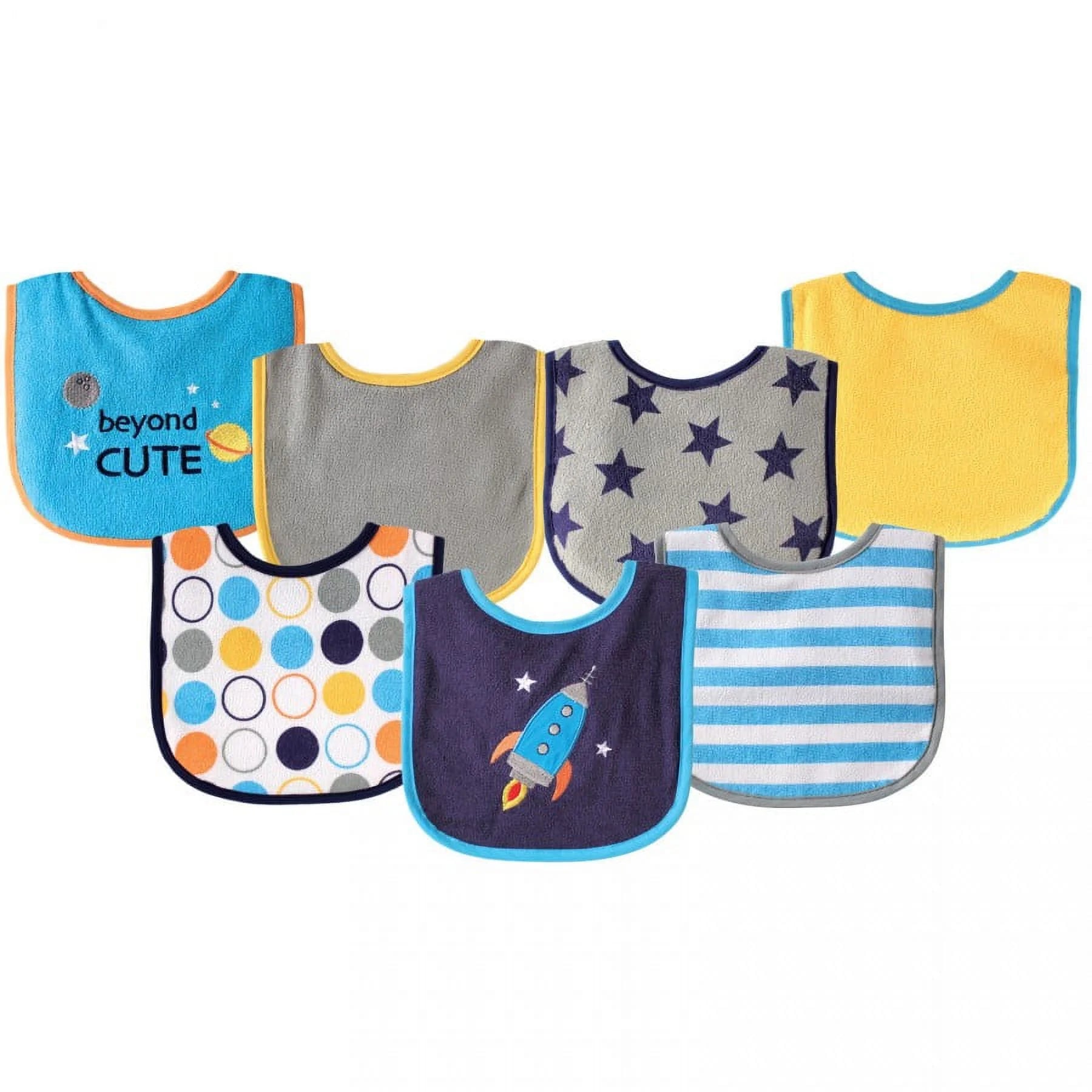 Baby Boy Cotton Terry Drooler Bibs with PEVA Back 7Pk, Dog, One Size