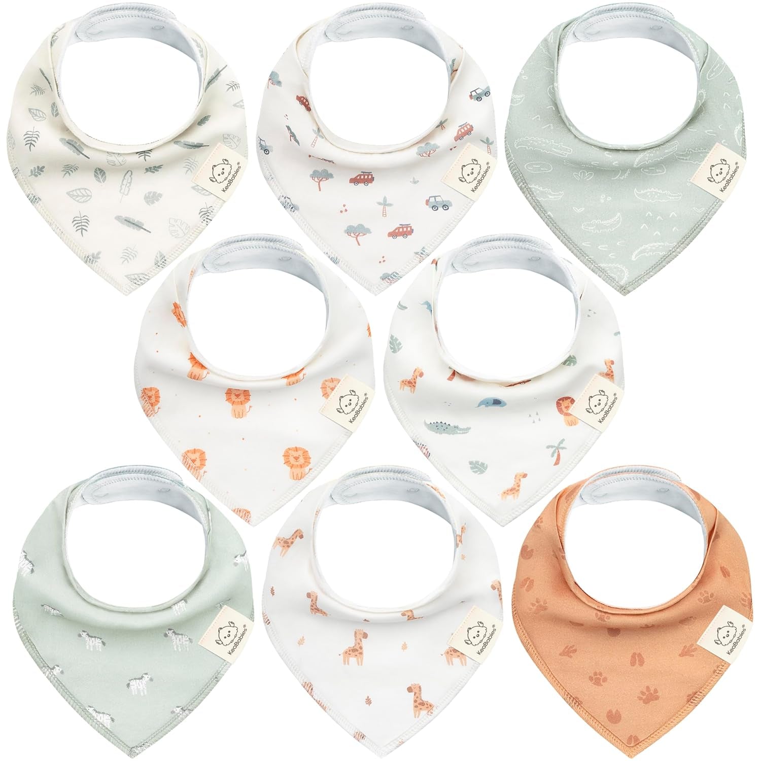 8-Pack Organic Baby Bandana Bibs for Boys, Girls - Super Absorbent Triangle Baby Bibs for Drooling and Teething Infant, 100% Cotton Extra Soft for Newborn, Infant 0-36 Months(Grayscape)