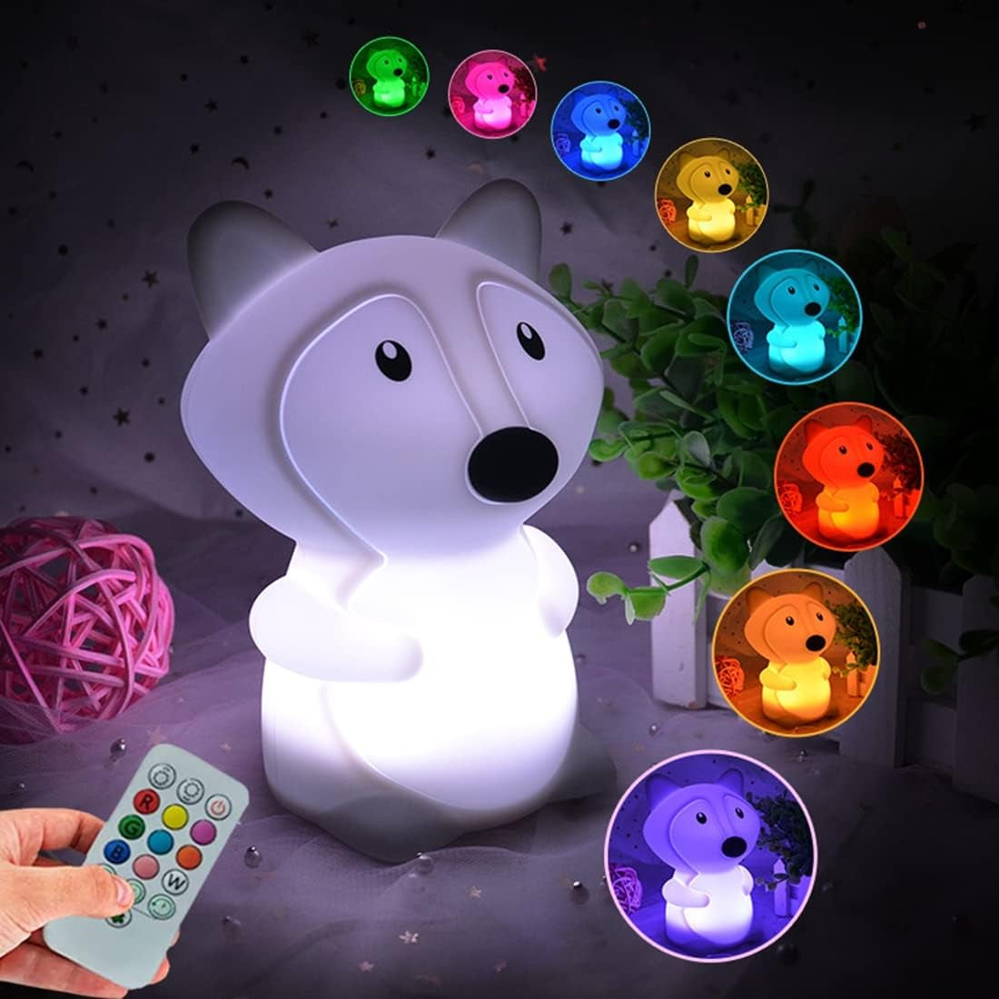 Cat Night Lights Children'S Room Lighting, Toddler Bedroom Sleep Lights Bedside Lamp - 9 Colors Lamps Room Decor for Toddlers/Boys/Girls/Adults/Bedroom/Bathroom/Outdoor/Camping - Medium