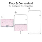 Portable Changing Pad for Baby - Waterproof Diaper Changing Pad - Compact Baby Changing Pad- Travel Diaper Changing Mat - Foldable Lightweight Changing Mat for Newborn (Pink Leaf)