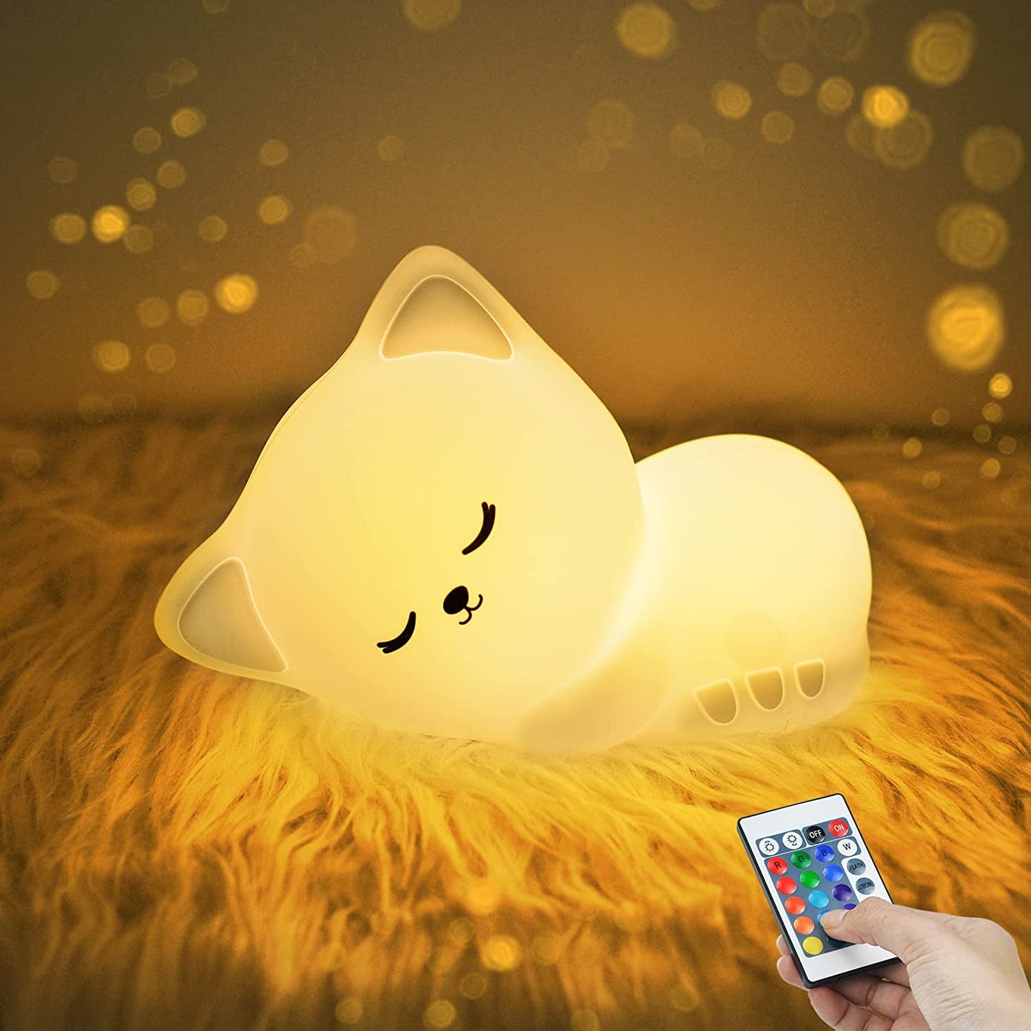 Cute Bunny Night Light, USB Rechargeable Cute Night Ligh with Touch Sensor and Remote Control 4 Modes 16 Colors Kid Night Light for Girls, Childrens, Toddler, Baby, and Kids Christmas Gifts