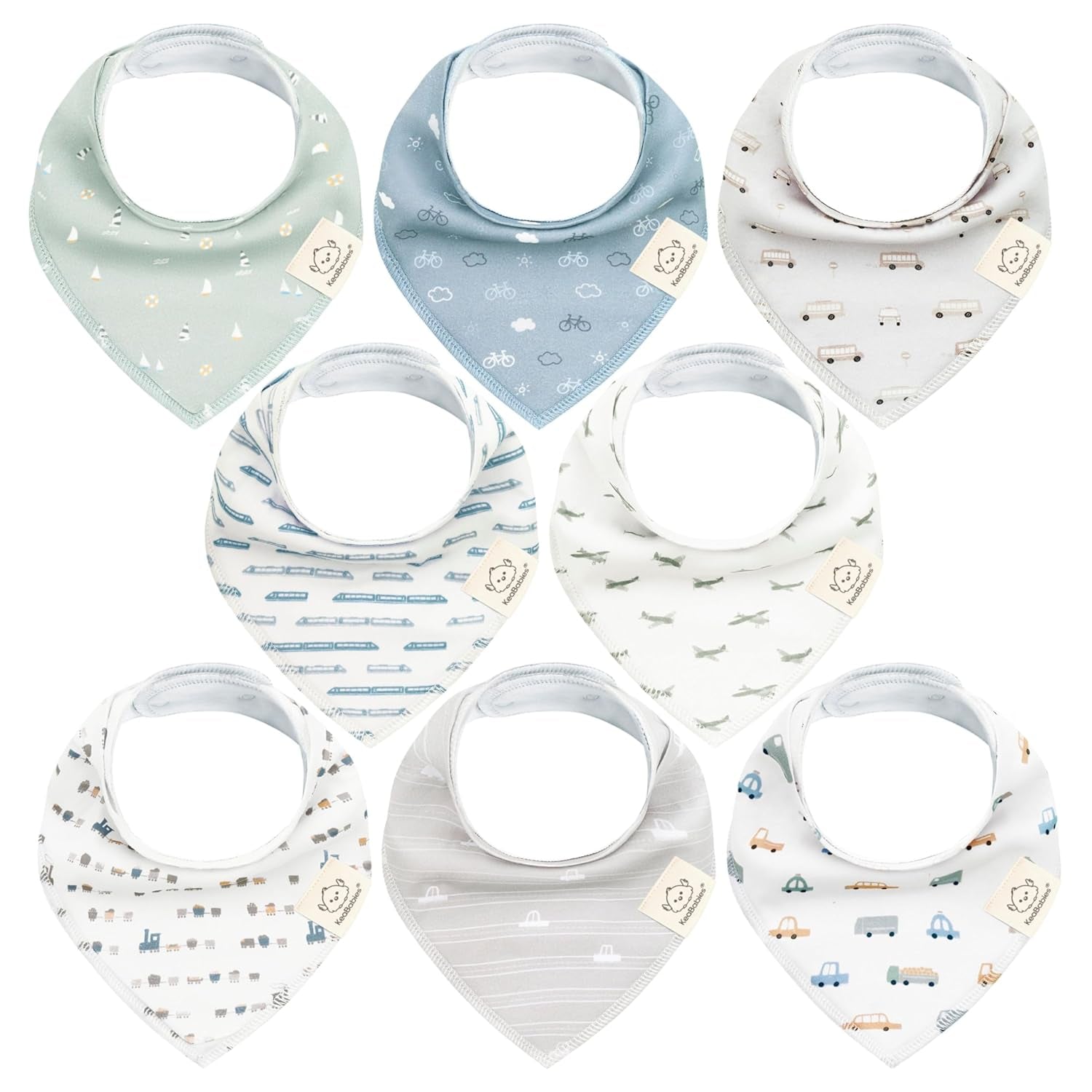 8-Pack Organic Baby Bandana Bibs for Boys, Girls - Super Absorbent Triangle Baby Bibs for Drooling and Teething Infant, 100% Cotton Extra Soft for Newborn, Infant 0-36 Months(Grayscape)