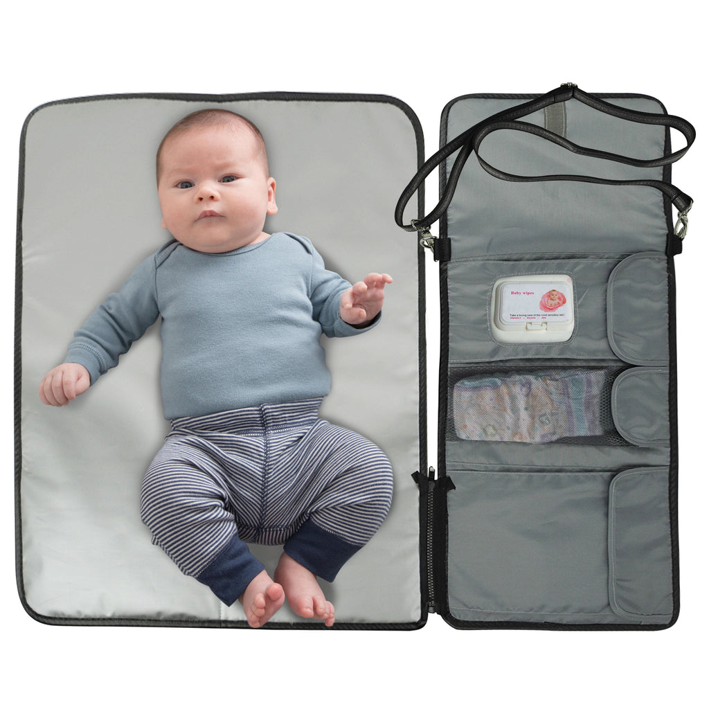 Portable Diaper Changing Station with Strap, Gray, Toddler