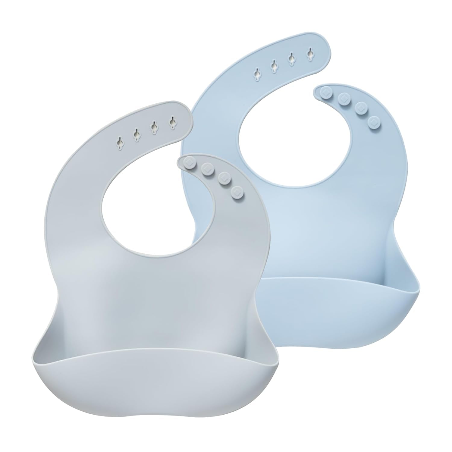 Silicone Baby Bibs Set of 2 | BPA Free Waterproof | Soft Flexible Adjustable Silicone Bibs for Babies & Toddlers(Ether/Muted)