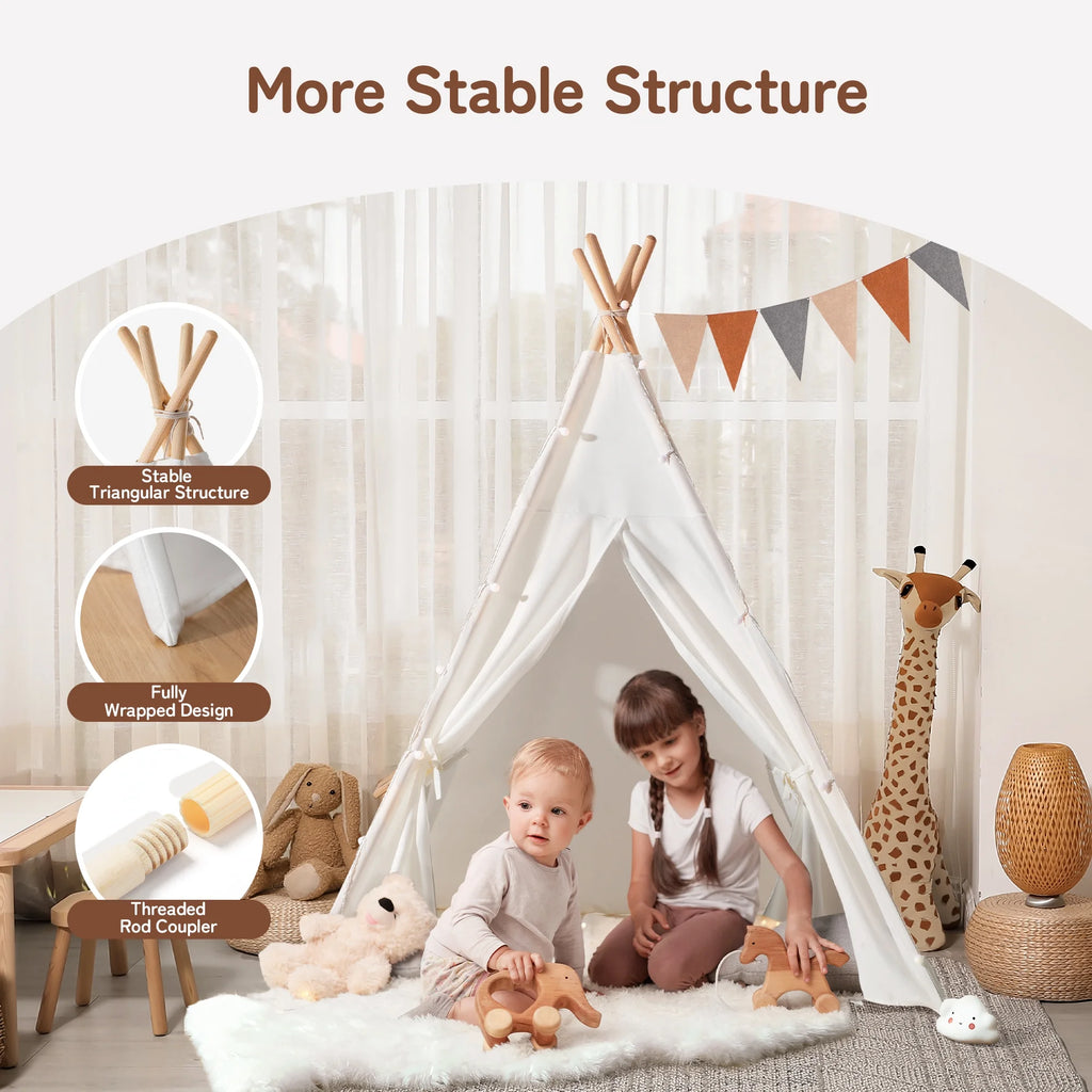 Kids Teepee Tent for Girls and Boys with Light,Toddler Playhouse Tent Indoor Play Tent