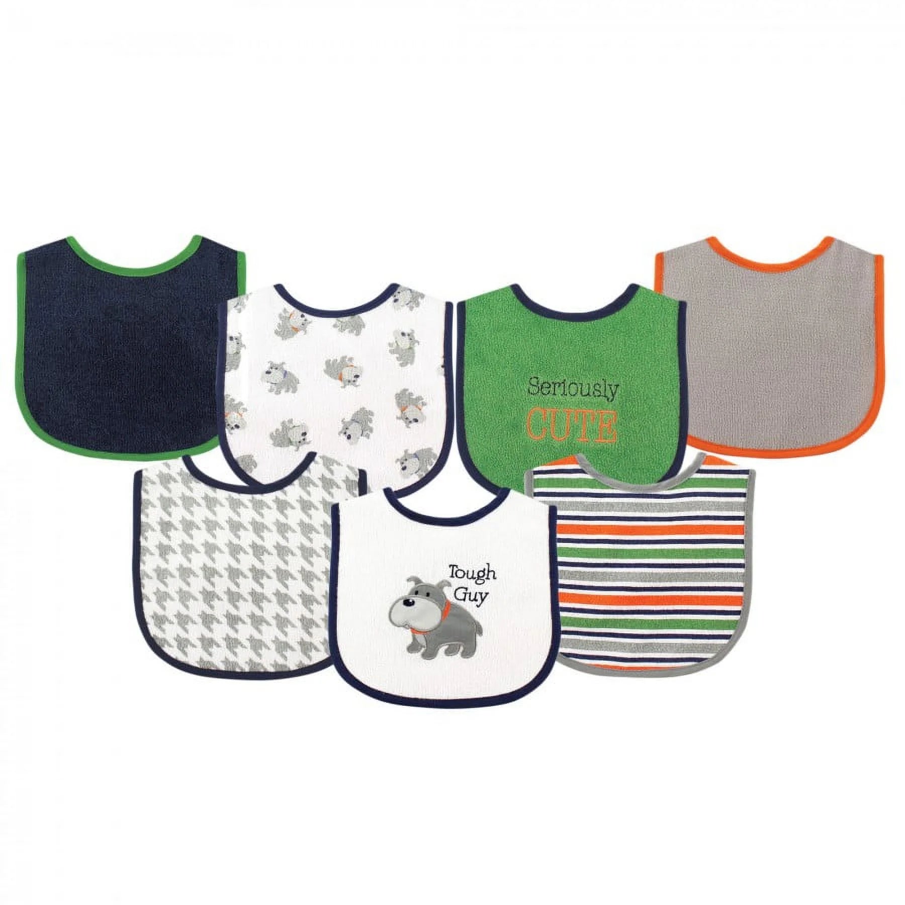 Baby Boy Cotton Terry Drooler Bibs with PEVA Back 7Pk, Dog, One Size