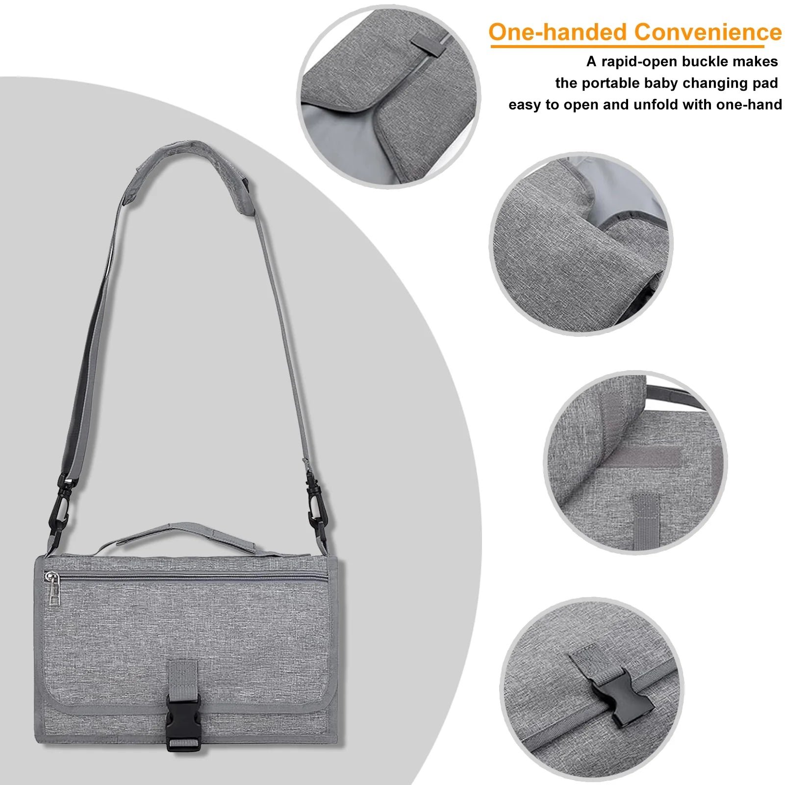 Changing Pad, Travel Portable Changing Mat with Shoulder Strap, Shower Gifts for Baby