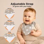 8-Pack Organic Baby Bandana Bibs for Boys, Girls - Super Absorbent Triangle Baby Bibs for Drooling and Teething Infant, 100% Cotton Extra Soft for Newborn, Infant 0-36 Months(Grayscape)