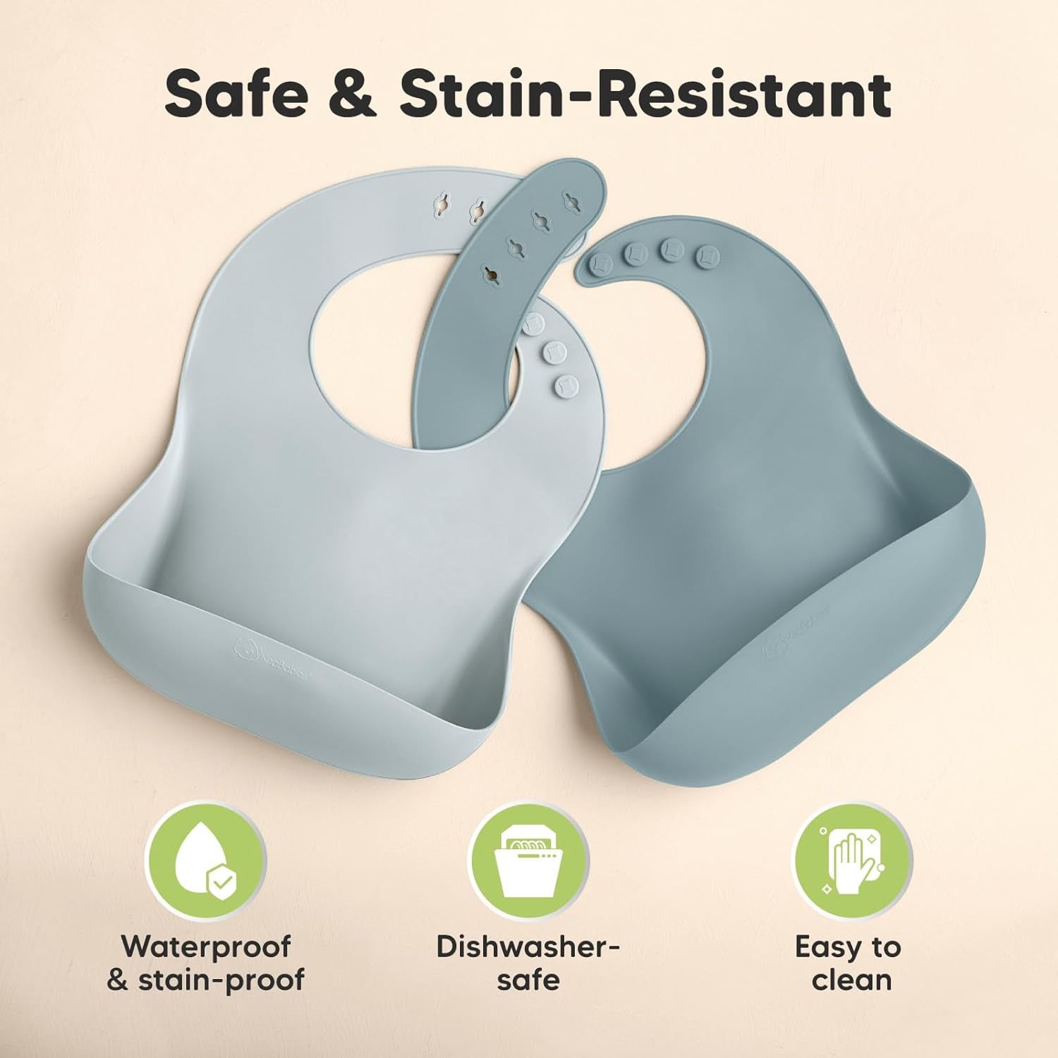 2-Pack Silicone Baby Bibs for Eating - Sturdy Food-Grade Silicone Bibs for Babies Girl, Boy, Large Food Catcher, Clean & Put on Easily, Waterproof Toddler Feeding Essentials (Alps)