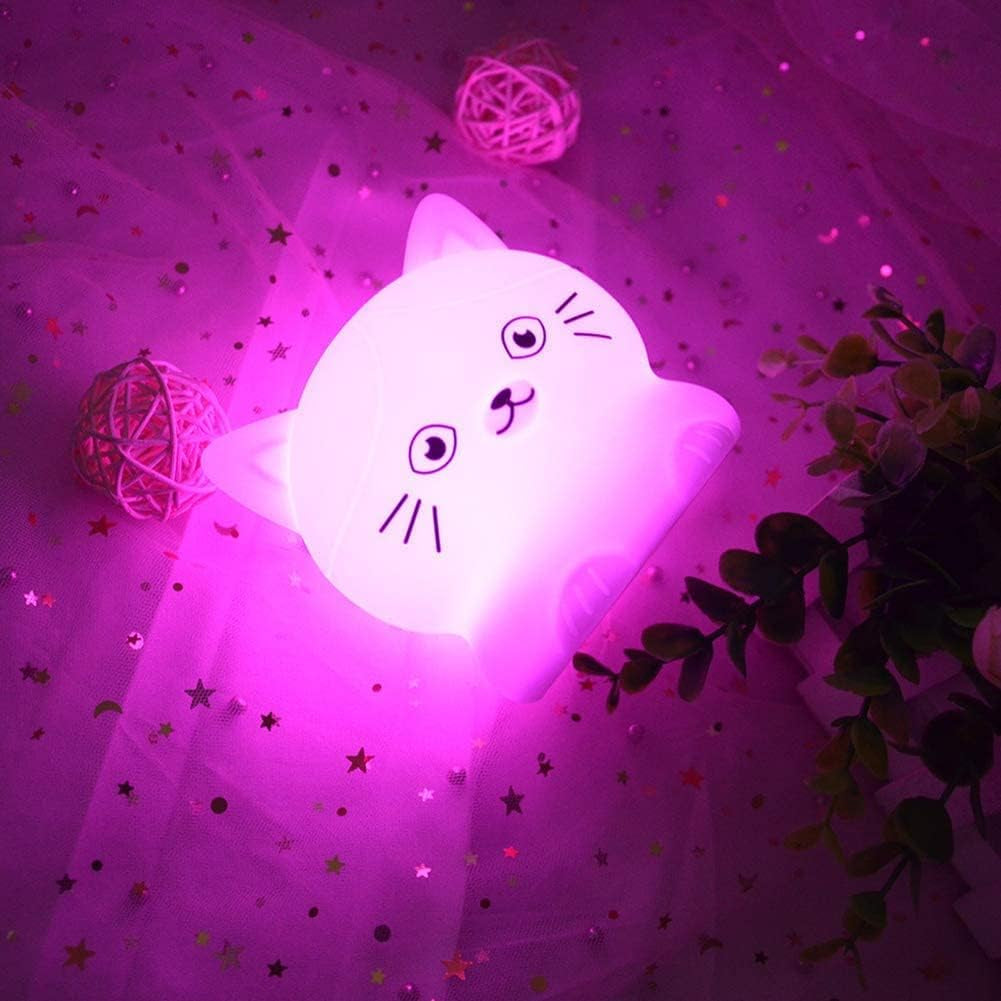 Cat Night Lights Children'S Room Lighting, Toddler Bedroom Sleep Lights Bedside Lamp - 9 Colors Lamps Room Decor for Toddlers/Boys/Girls/Adults/Bedroom/Bathroom/Outdoor/Camping - Medium