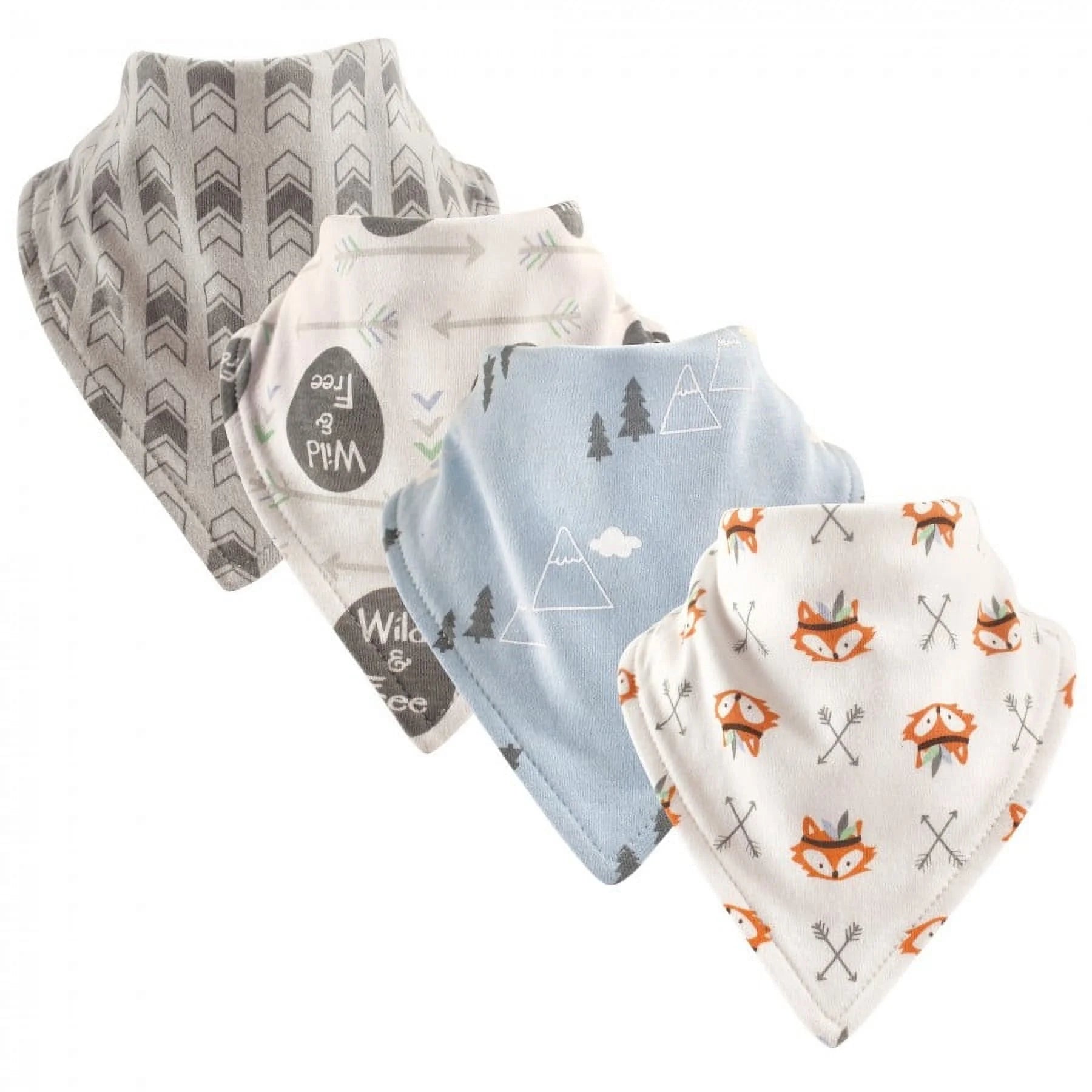 Baby Boy Cotton Bandana Bibs 4Pk, Wild Free, One Size