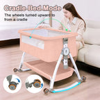 Baby Bassinet with Wheels, Portable Infant Bedside Crib Travel Bassinet, Pink