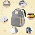 Diaper Bag Backpack, Multifunctional Baby Changing Bag with Insulated Milk Bottle Pocket & Stroller Strap, Large Capacity Travel Backpack with USB Charging Port, Baby Bags for Boys Girls(Gray)