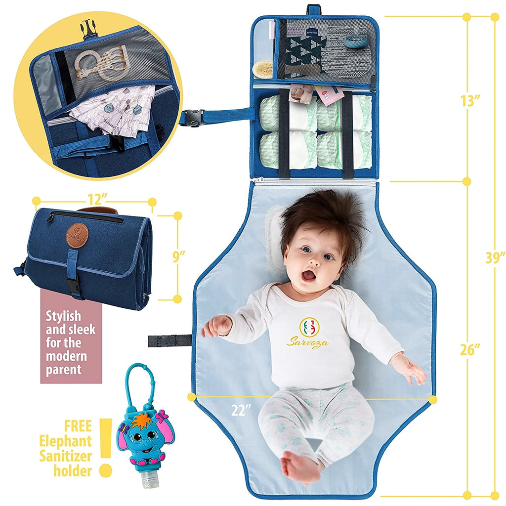 Portable Baby Changing Pad Travel Diaper Bag Mat Newborn Essentials Navy Blue
