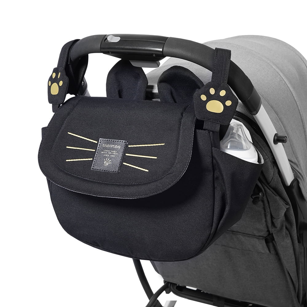 Cat Stroller Organizer Diaper Bag Large Capacity Universal Stroller Bag Travel Bag, Black