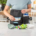 Stroller Organizer with Cup Holder - Fits Strollers, Stroller Accessory for Baby Storage on the Go, Stroller Caddy with Multiple Storage Sections, Secure Fit Won’T Slip or Slide (Red)