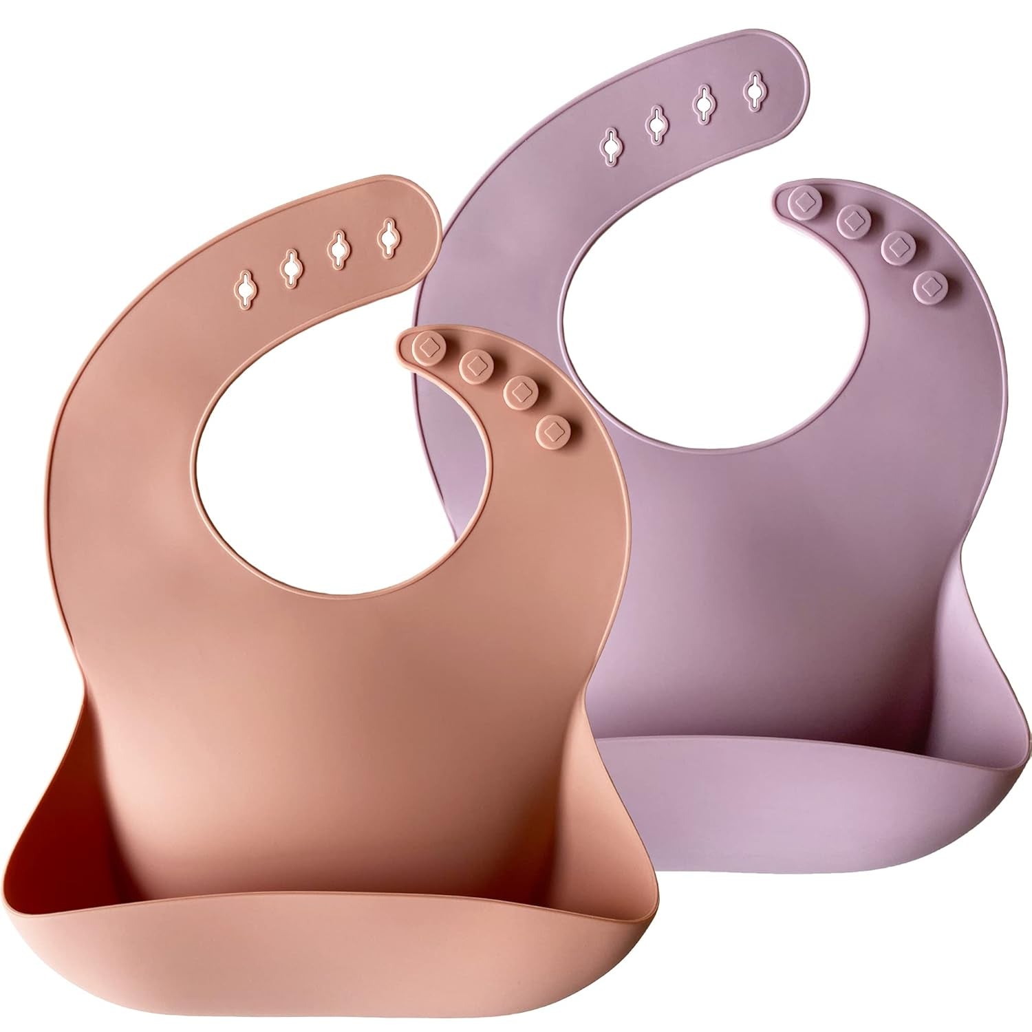 Silicone Baby Bibs Set of 2 | BPA Free Waterproof | Soft Flexible Adjustable Silicone Bibs for Babies & Toddlers(Ether/Sage)