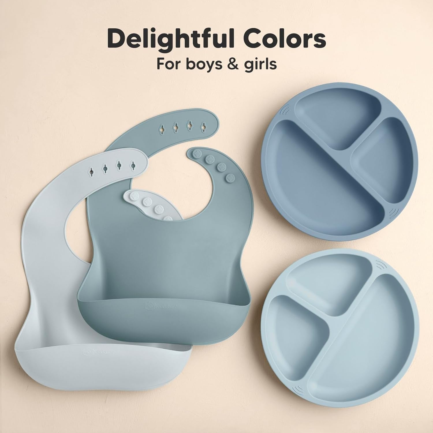 2-Pack Silicone Baby Bibs for Eating - Sturdy Food-Grade Silicone Bibs for Babies Girl, Boy, Large Food Catcher, Clean & Put on Easily, Waterproof Toddler Feeding Essentials (Alps)