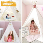 Teepee Play Tent for Kids with Carry Case, Foldable Girls Playhouse