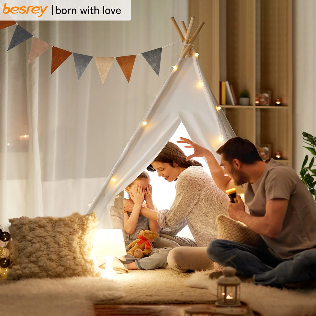 Kids Teepee Tent for Girls and Boys with Light,Toddler Playhouse Tent Indoor Play Tent