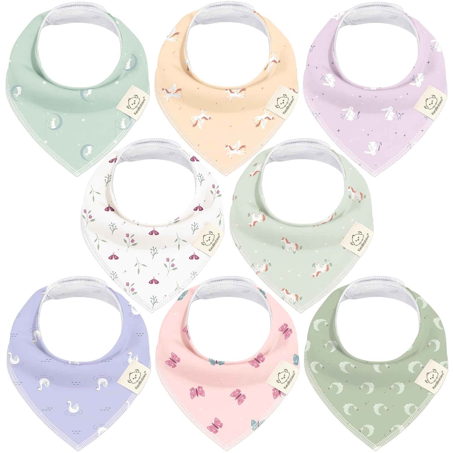 8-Pack Organic Baby Bandana Bibs for Girls - Super Absorbent Triangle Baby Bibs for Drooling and Teething Infant, 100% Cotton Extra Soft for Newborn, Infant 0-36 Months (Bloom)