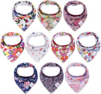 Baby Bandana Drool Bibs Set, Soft Absorbent Bibs for Teething and Drooling - 10 Pack Pattern