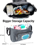 Baby Stroller Organizer with Cup Holder Universal Stroller Caddy Large Storage Space Baby Multiple Pockets Stroller Storage Adjustable Shoulder Strap Stroller Accessories Organizer